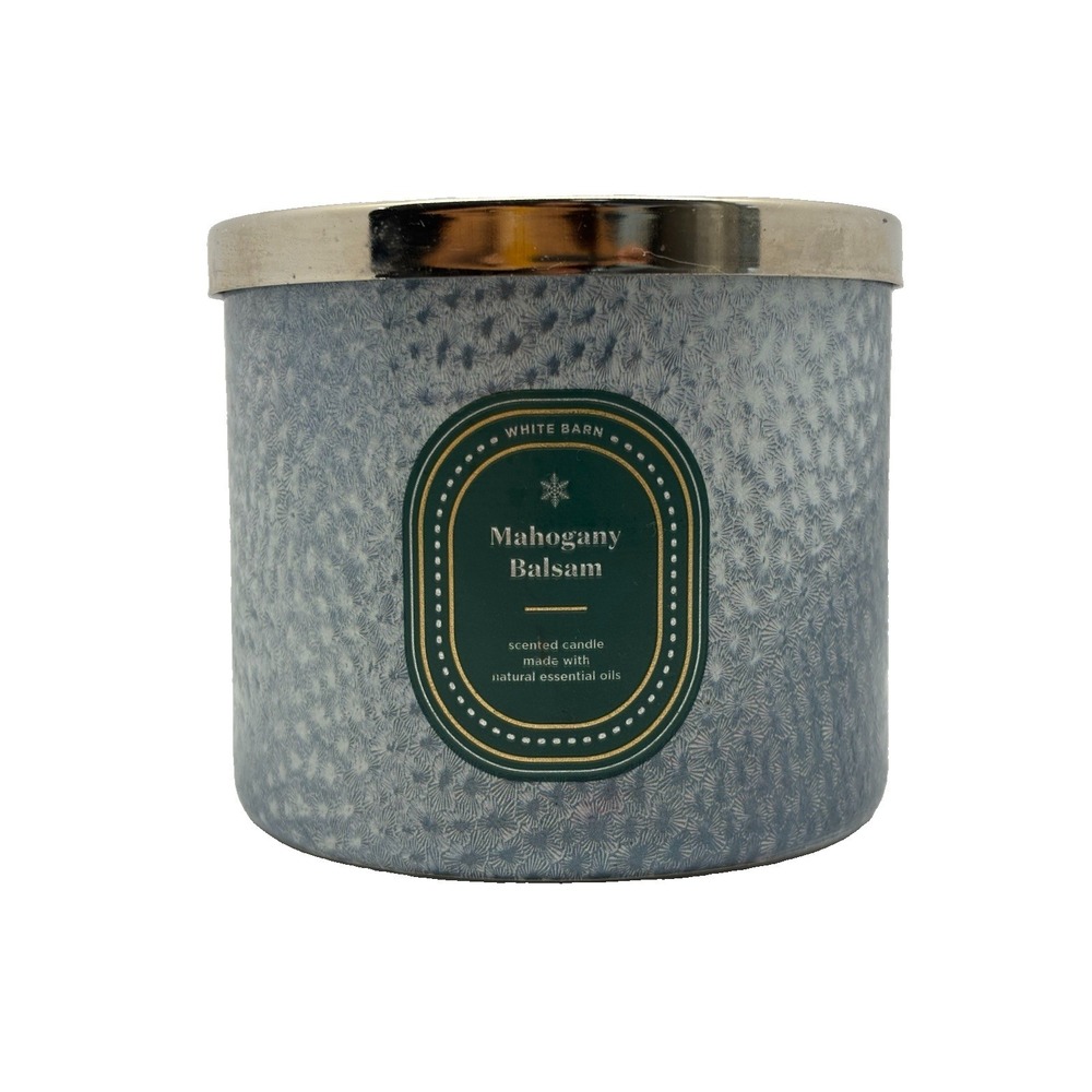 White Barn Mohageny Balsam Scented Candle Made With Essential Oils Used